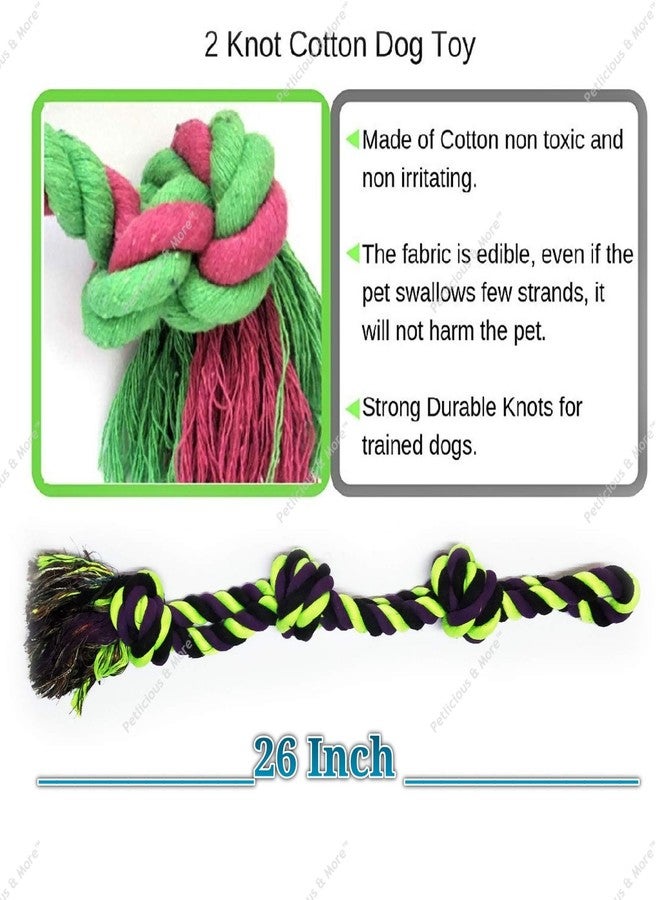 PETLICIOUS & MORE لعبة حبل قطني مزدوج متعدد الألوان من بيتليشوس آند مور، بثلاث عقد، مناسبة للكلاب الكبيرة (ماكسي دوغ) - قد يختلف اللون - Image 2